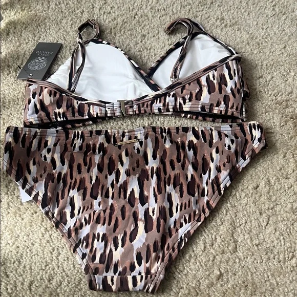 Vince Camuto Leopard-Print Bikini in Brown, Tan & White - Picture 3 of 3